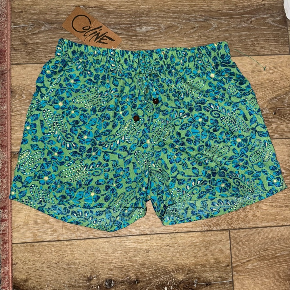 Coline Green and Blue Patterned Fashion Shorts size‎ Medium